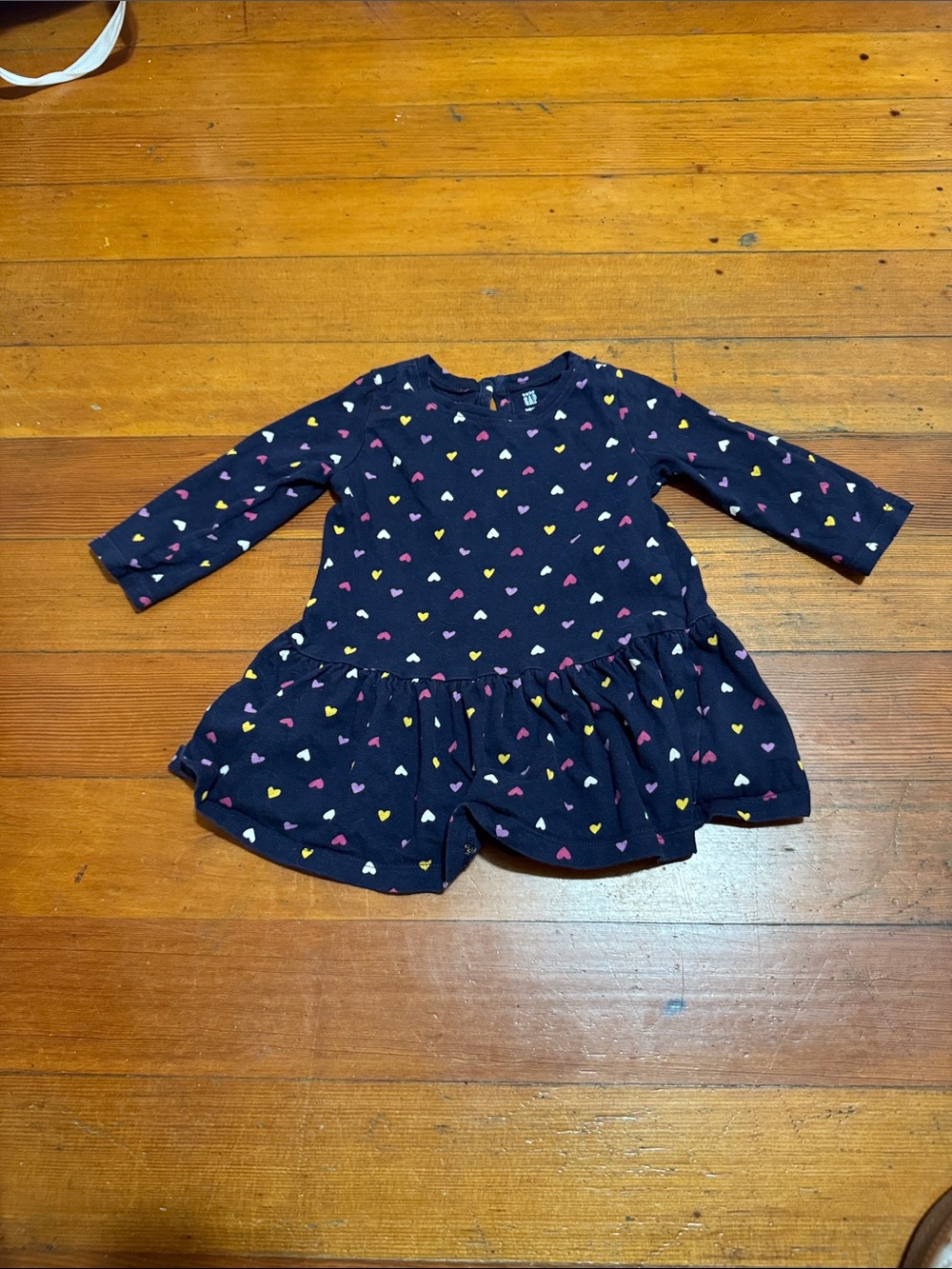 GAP Navy Blue Dress with Pink & Yellow Heart Print
